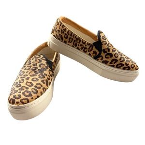 Soludos Bondi Leopard Print Calf Hair Platform Sneakers, 7